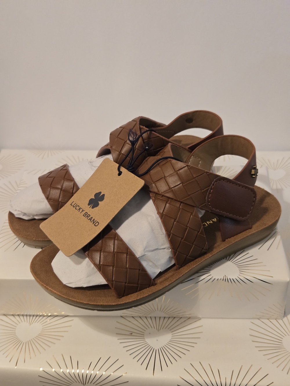 Lucky Brand Kids Tan Woven Strap Sandals
